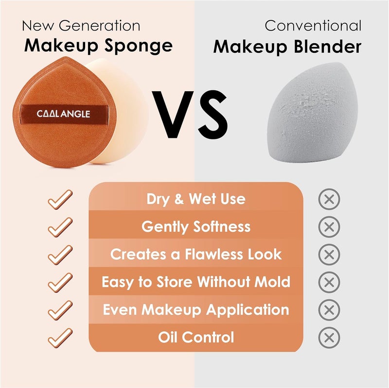 COOL-ANGLE 5Pcs Brown Makeup Sponge For Foundation Concealer And Powder, Latex Free Blender Sponge For Natural And Easy Makeup Soft Long-lasting And Beginner-friendly, Medium - Image 2